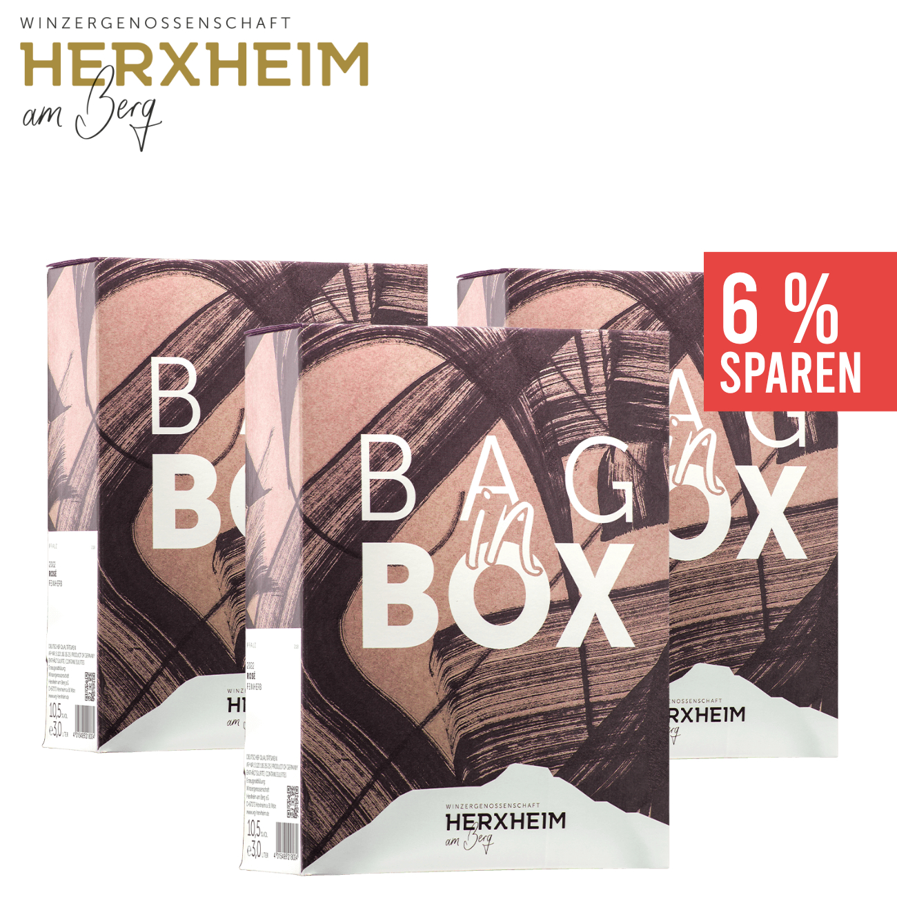 3 x Rosé feinherb Bag in Box 3,0 L - WG Herxheim am Berg