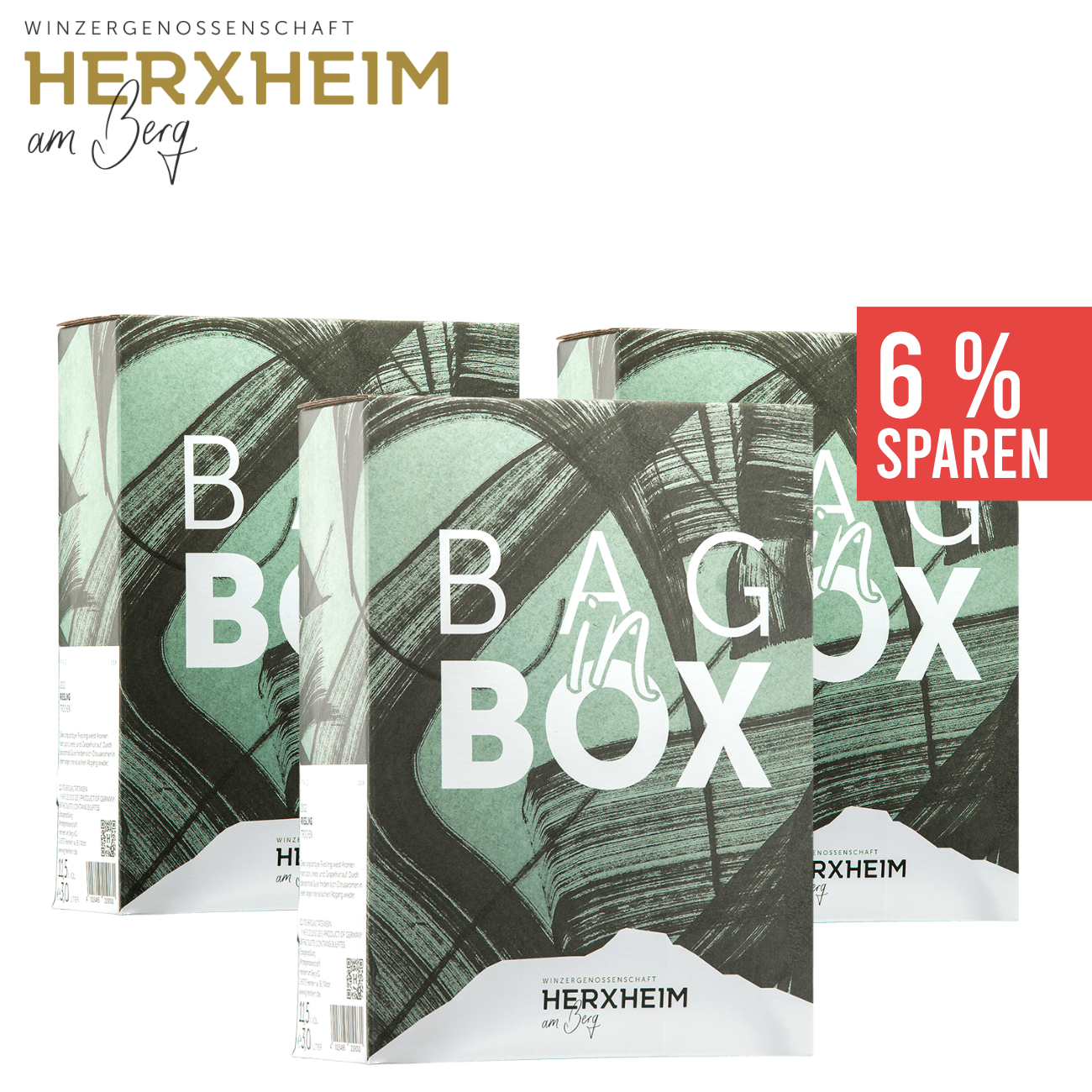 3 x Riesling trocken Bag in Box 3,0 L - WG Herxheim am Berg