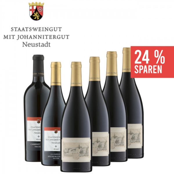 Rotwein-Weinpaket Barrique 6 x 0,75 L - Staatsweingut mit Johannitergut Neustadt