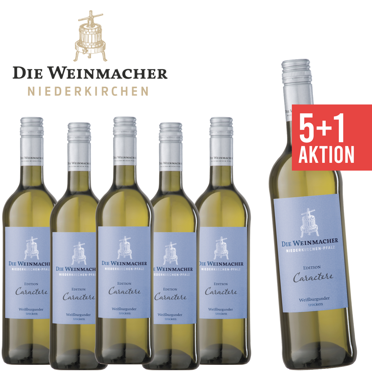 5+1 Weißburgunder trocken Edition Caractere 0,75 L - Die Weinmacher
