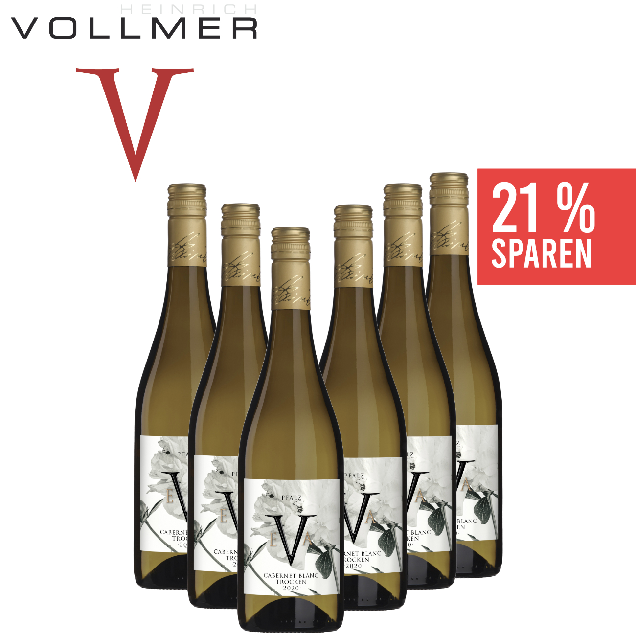 6 x Cabernet Blanc trocken "Eva" 0,75 L - Weingut Heinrich Vollmer